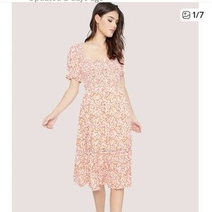 Lost + Wander Peach Floral Midi Dress